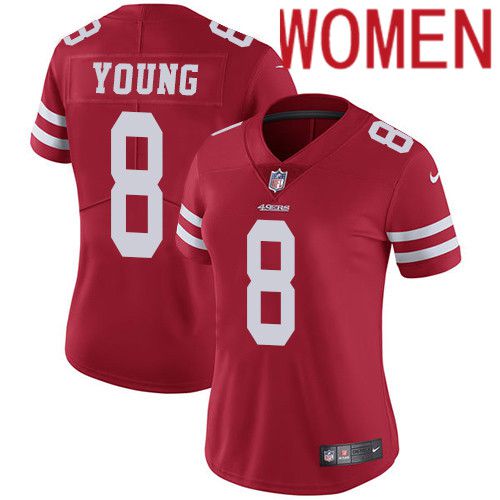 Women San Francisco 49ers 8 Steve Young Nike Red Vapor Limited NFL Jersey
